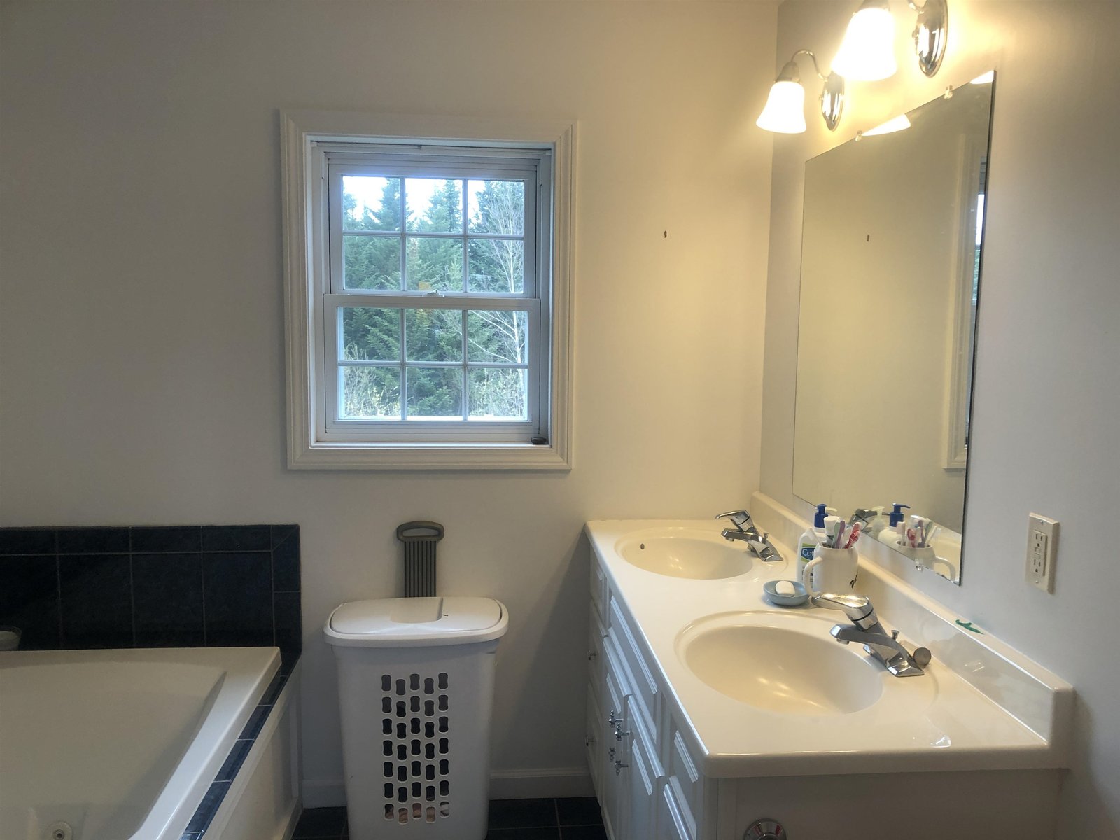 Primary en suite bath with soaking tub and shower