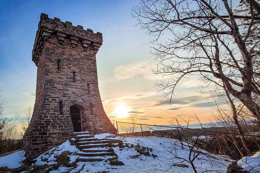 Ethan Allen Tower Burlington Winter Sunset