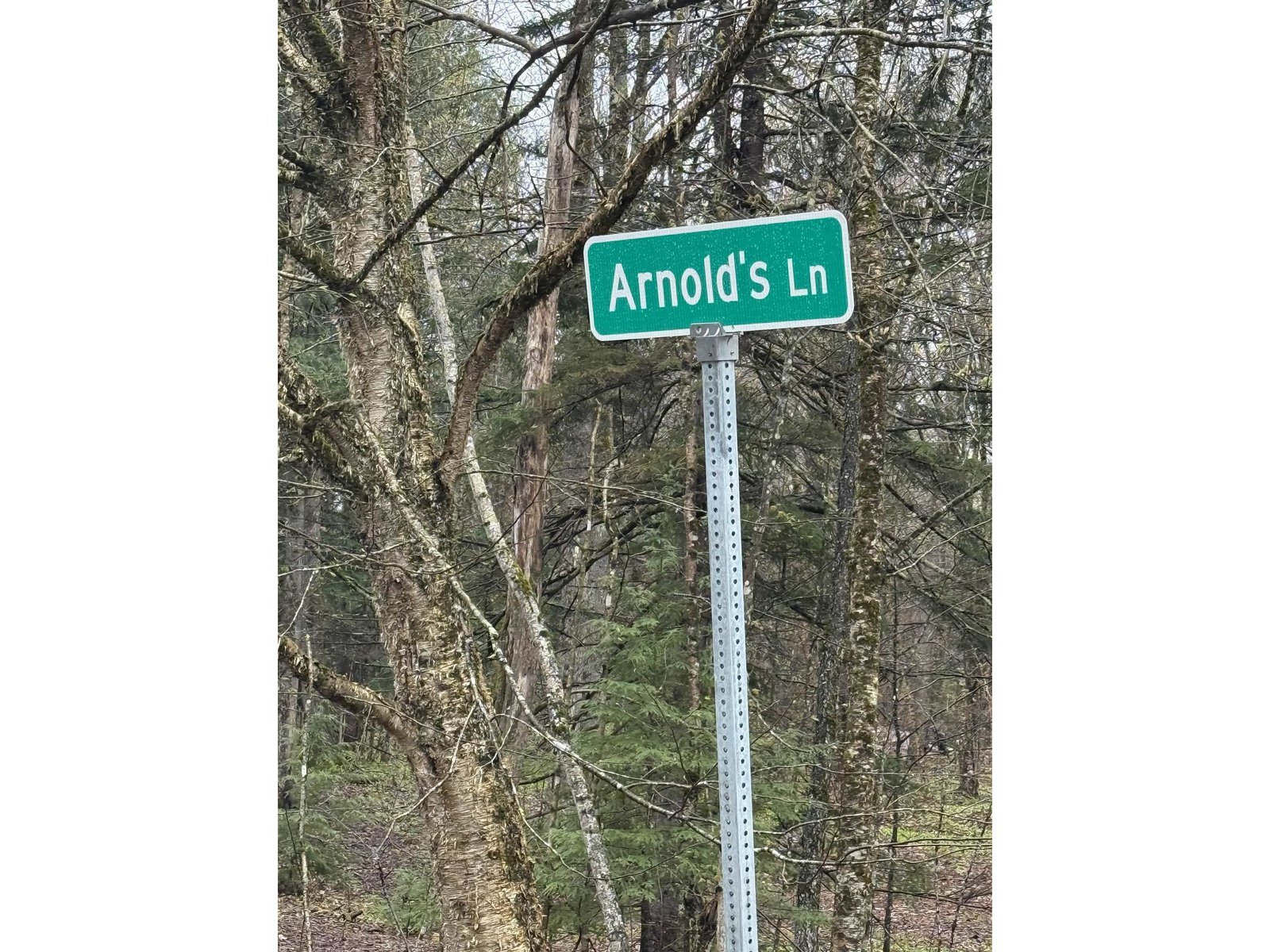 Propety Marker accross frrom street sign.