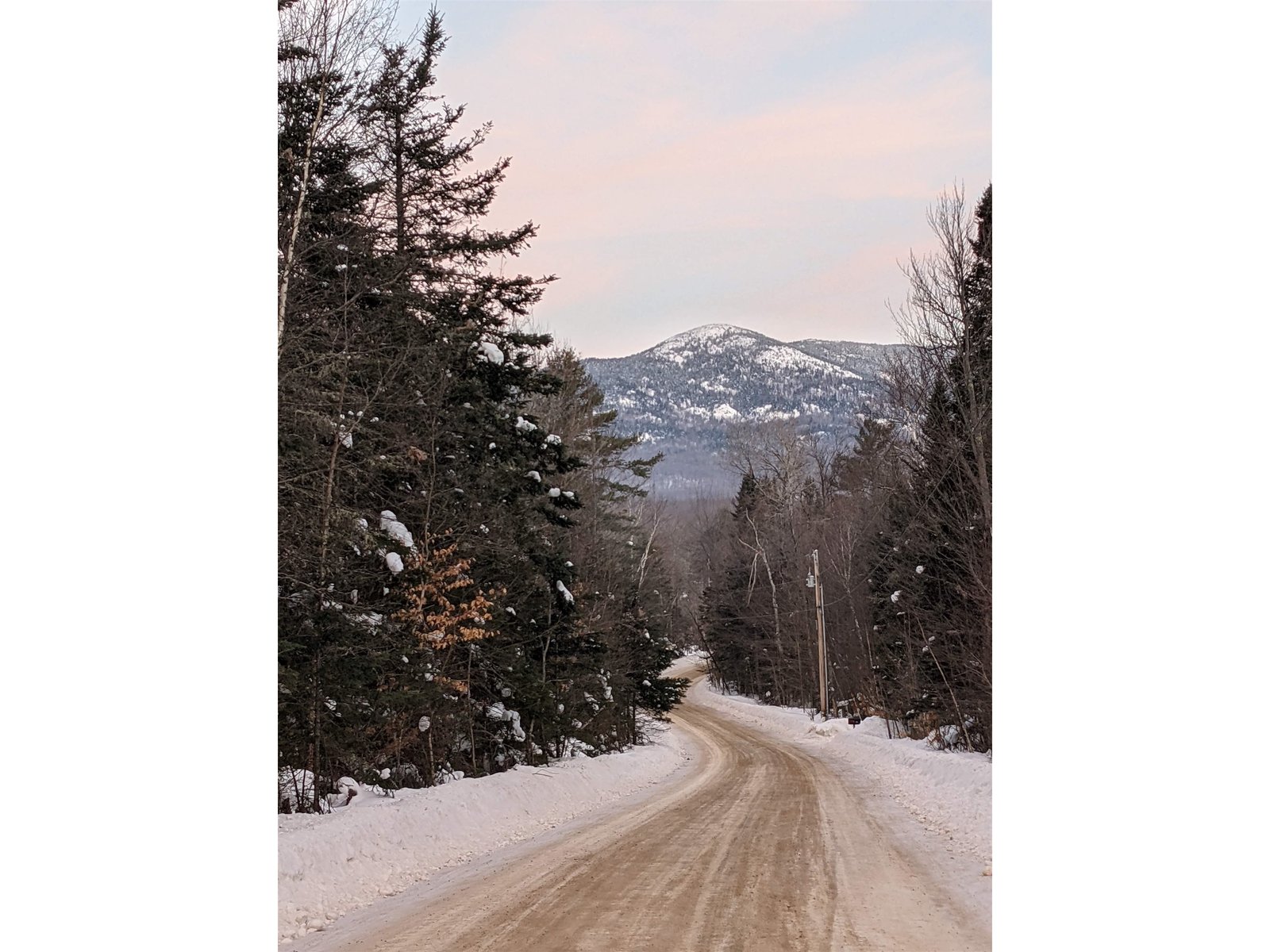 Winter road view- Mt Hunger in the distance