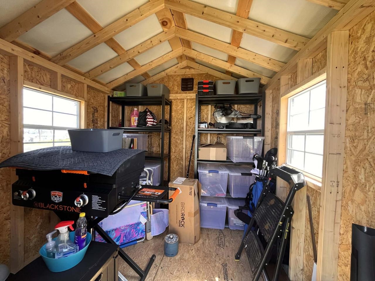 Storage shed interior