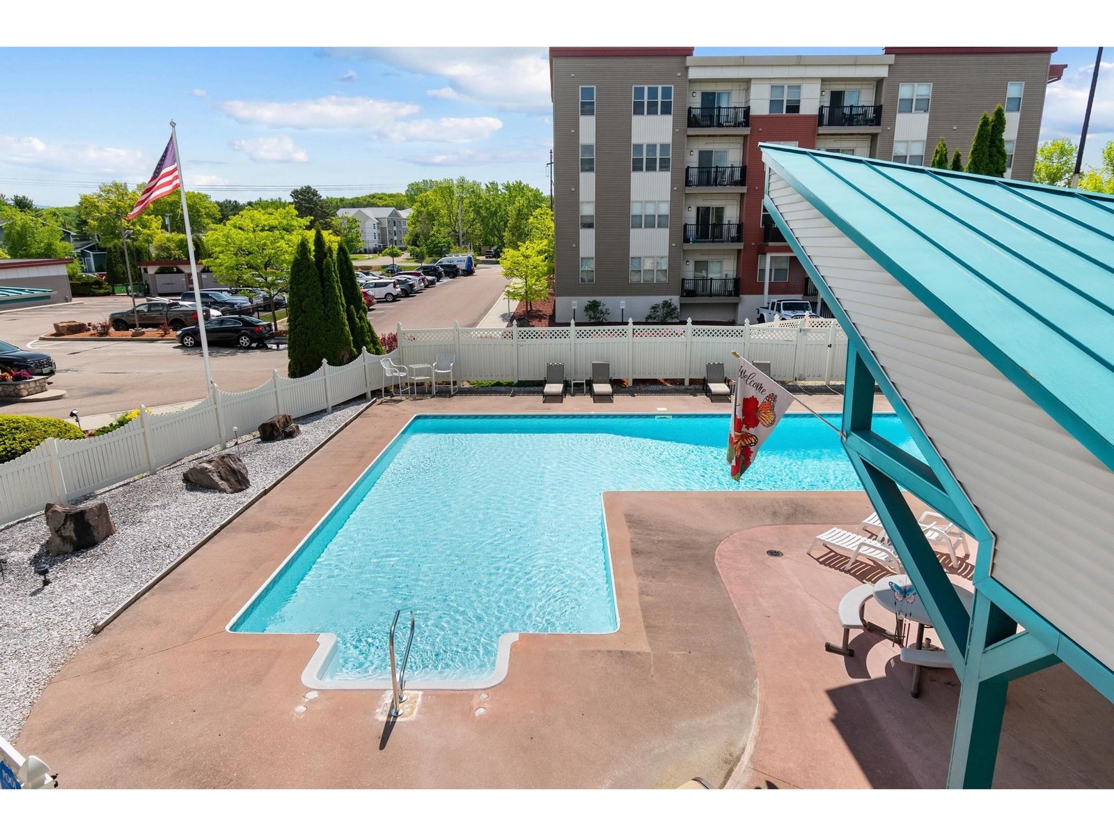 views of pool from balcony