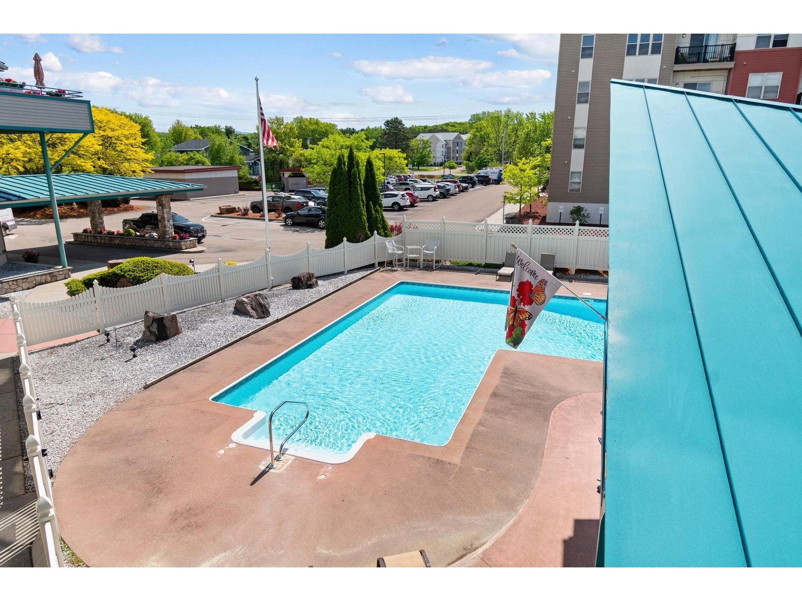 views of pool from balcony