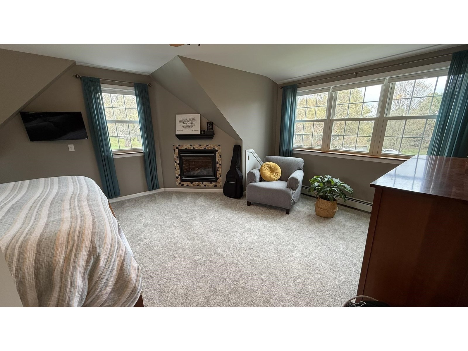 Gas fireplace in Master