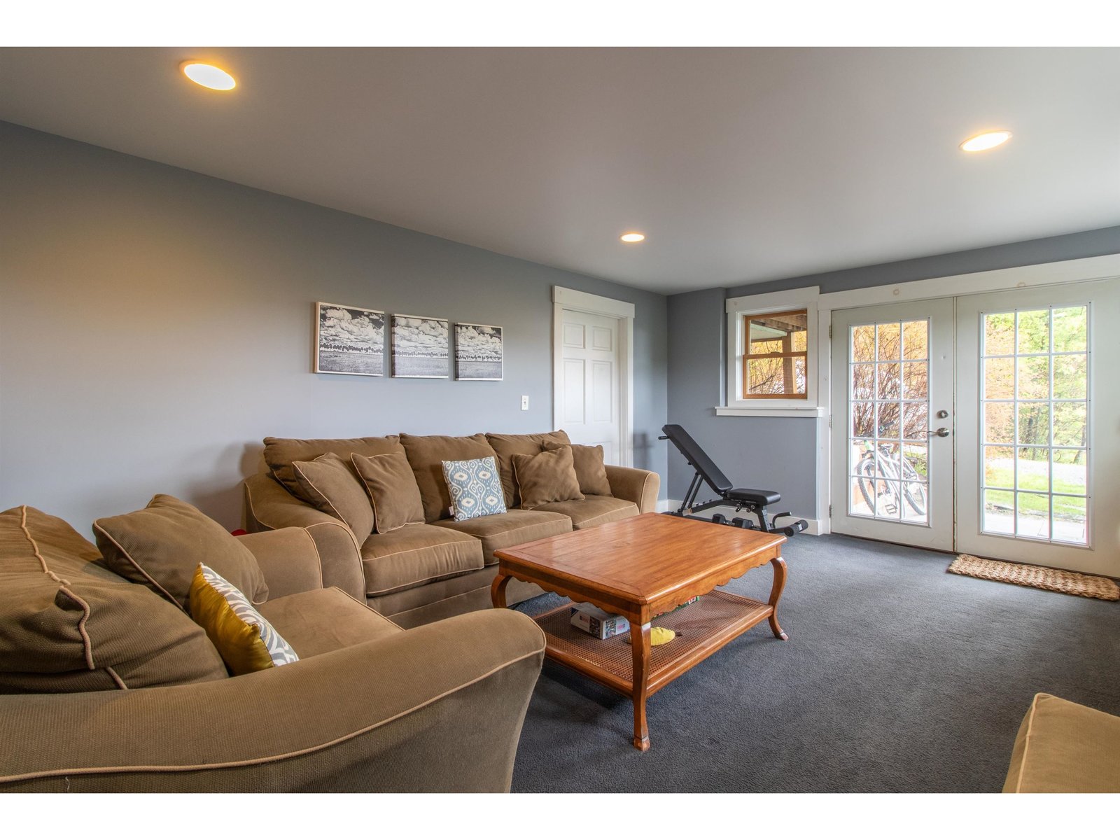 Lower level family room with slider