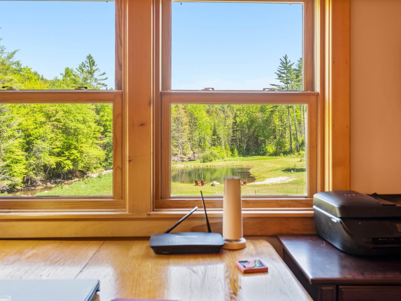 Office with Tranquil Pond View