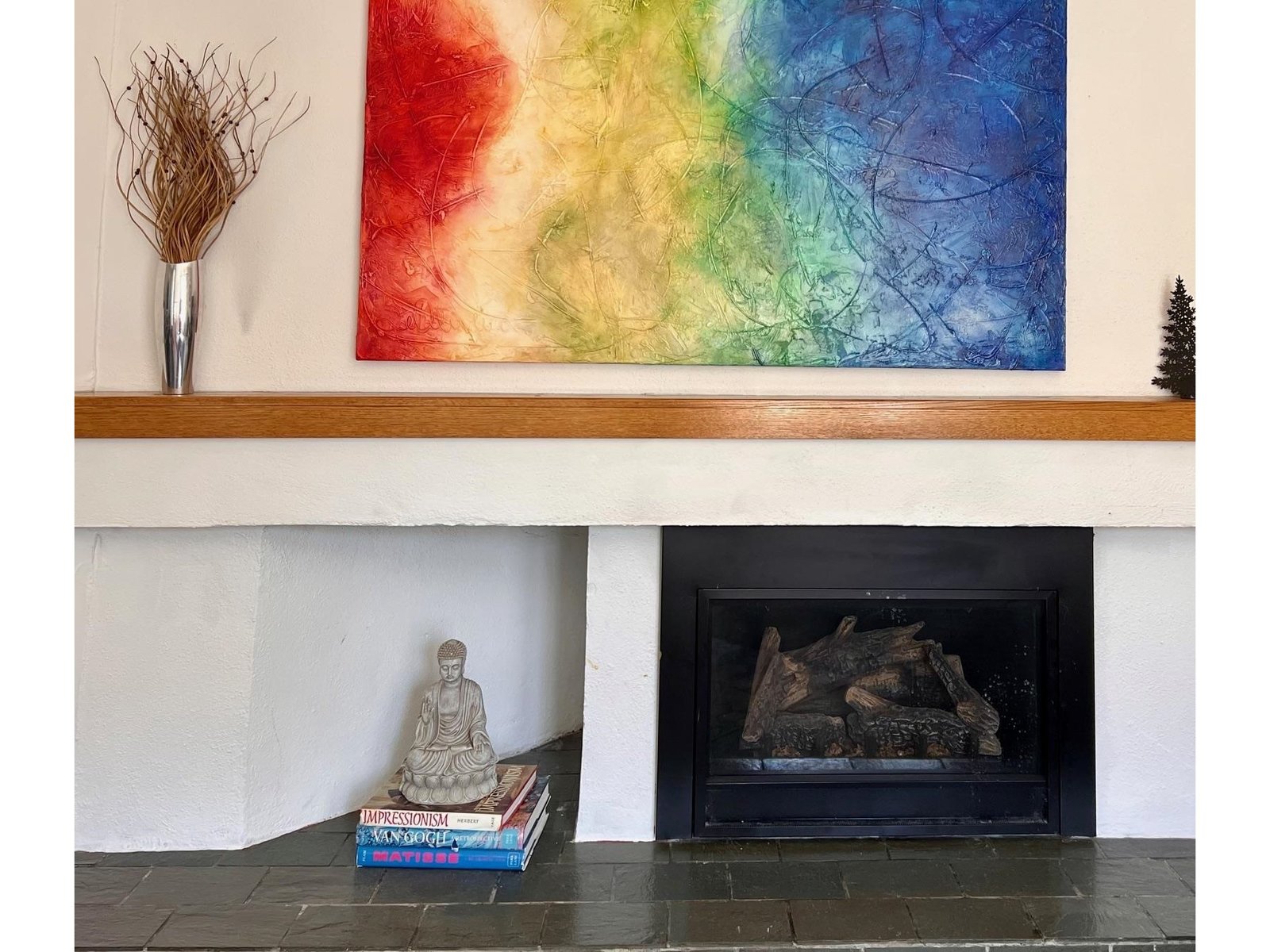 hearth with gas fireplace