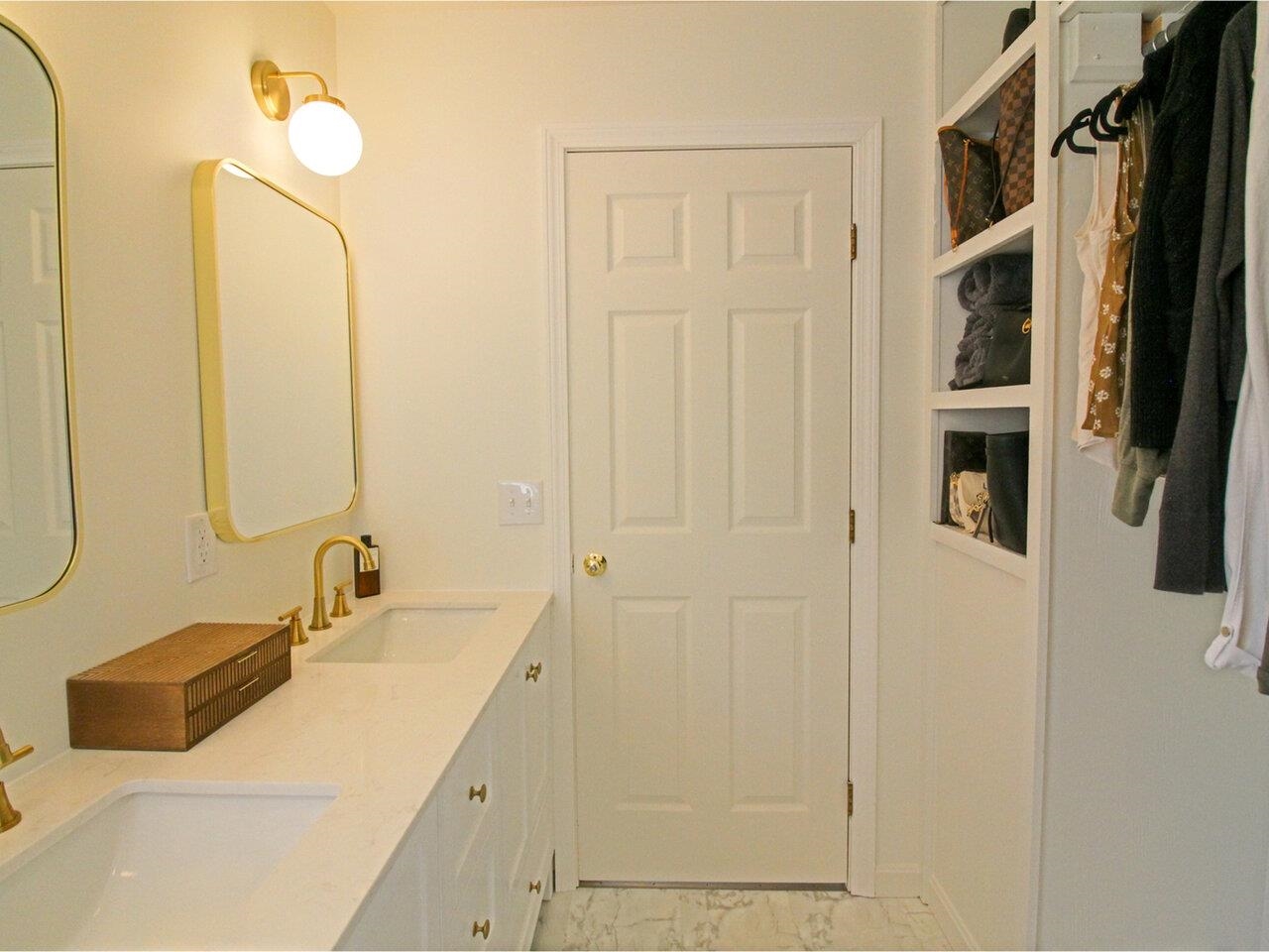 With Double Vanity & Built-ins