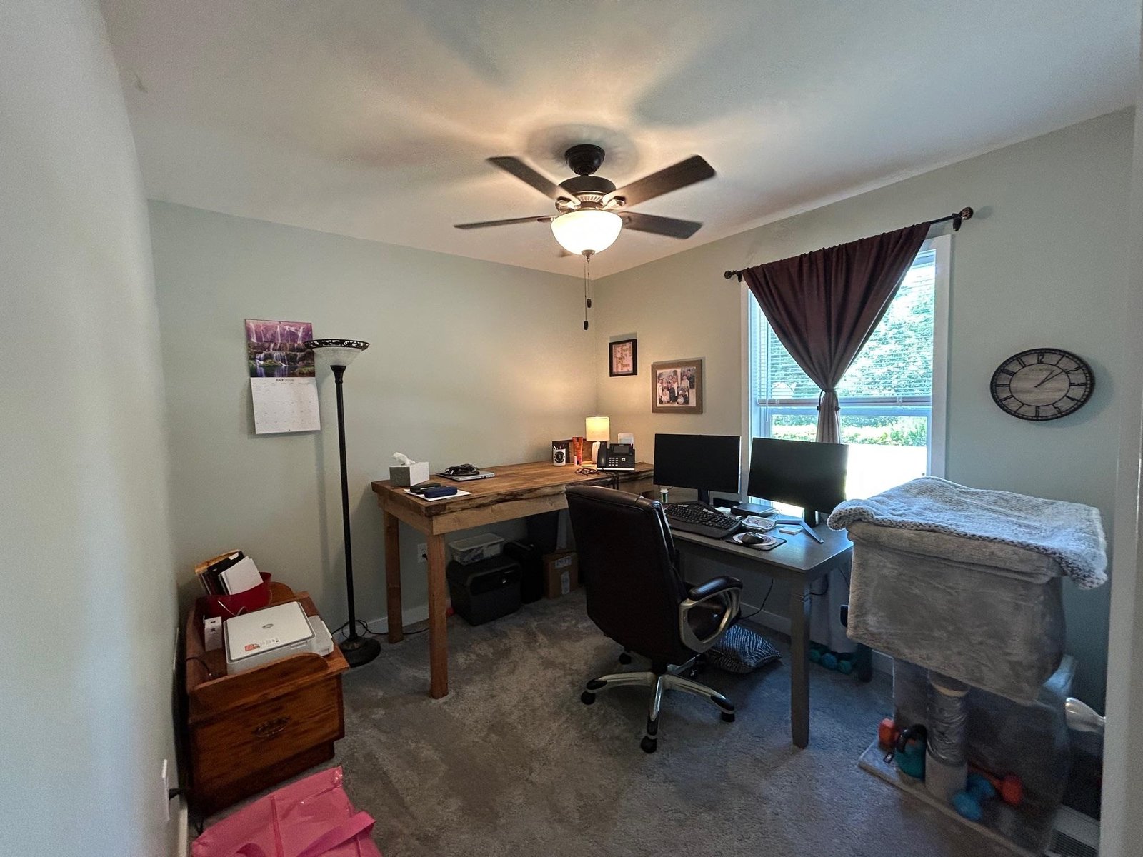 Den/bedroom 2 with overhead fan