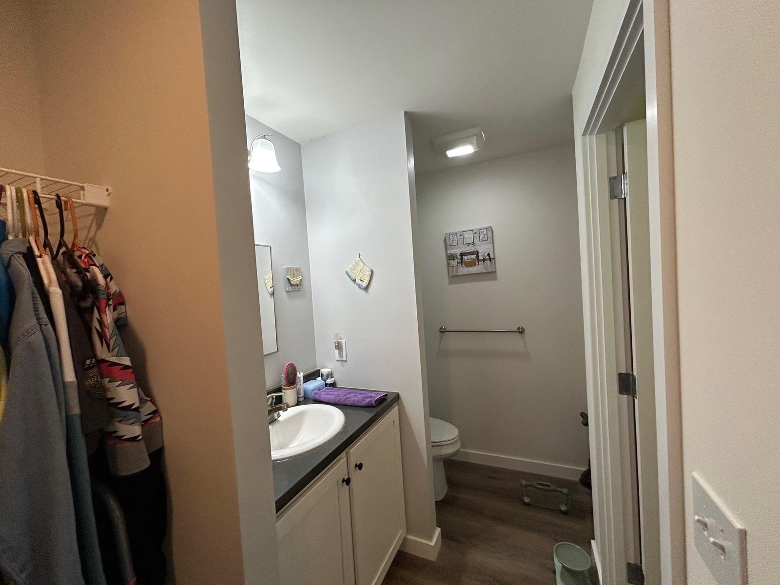 Toliet closet and walk in closet