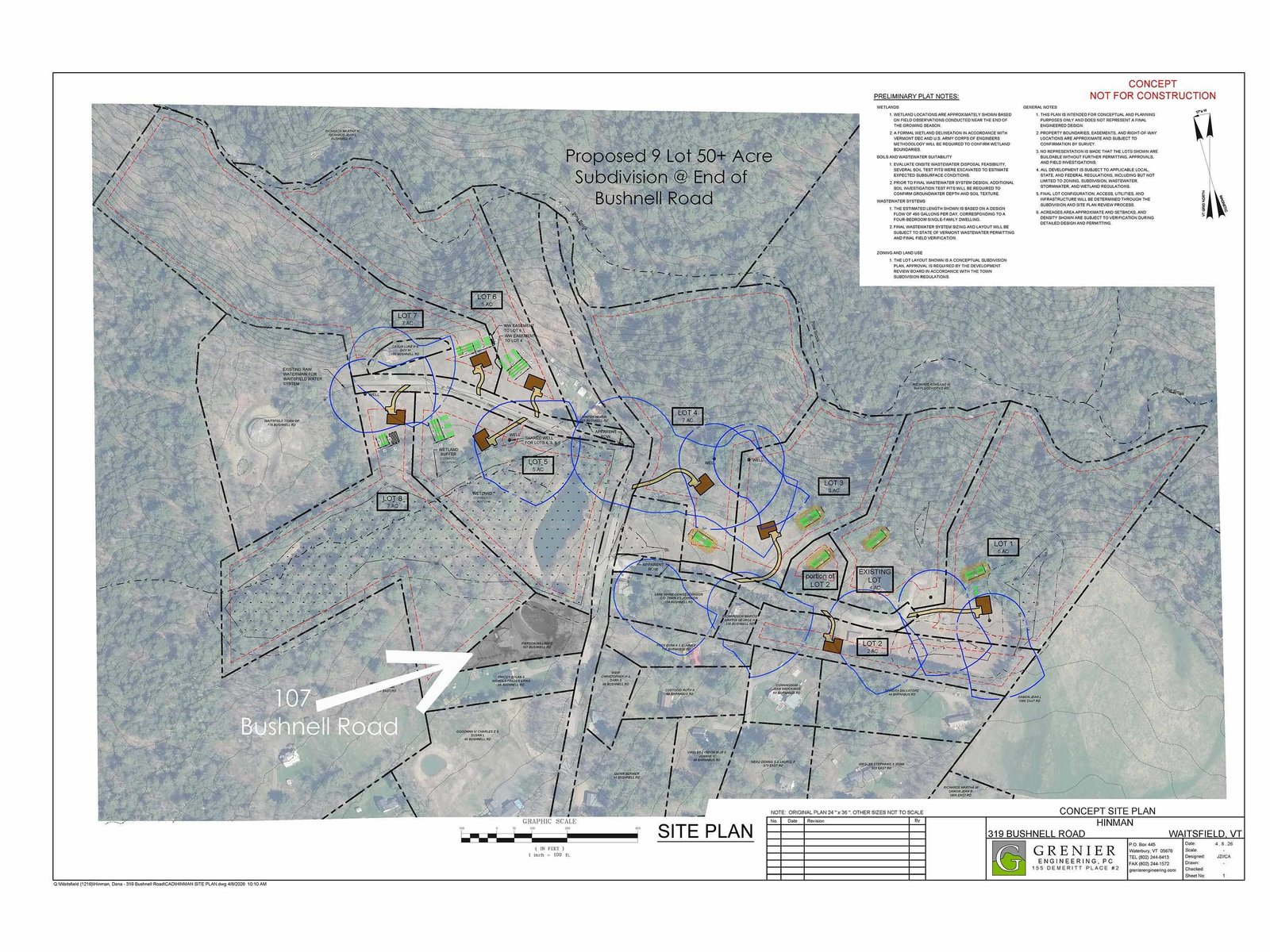 Proposed 9 Lot Hinman Subdivision Preliminary Site Plan