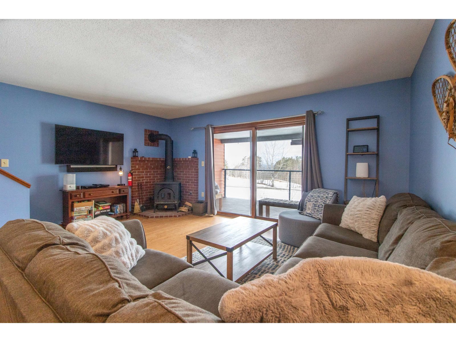 Living room with a woodstove