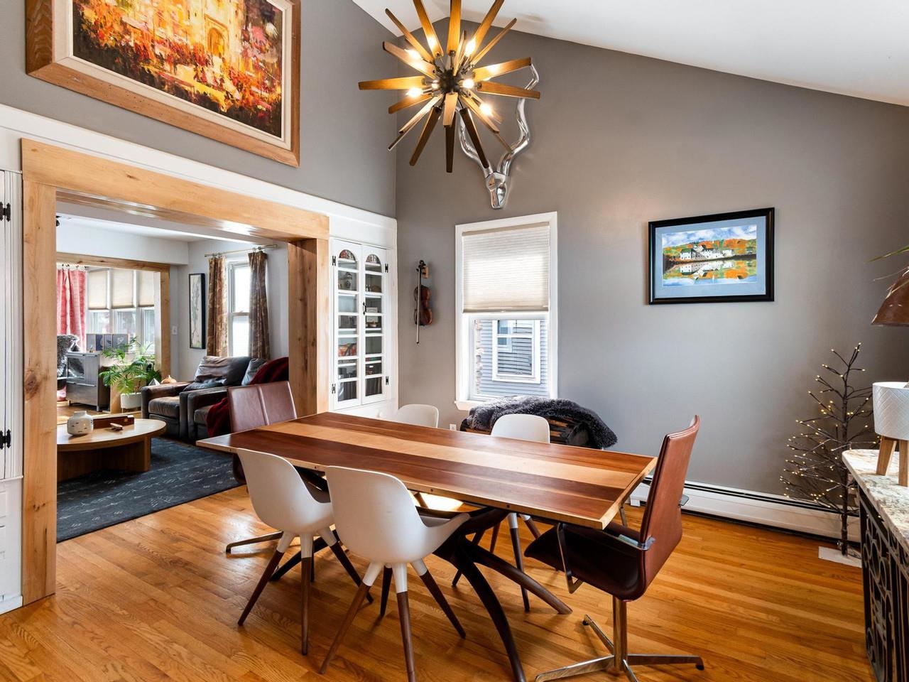 Dining room with chandelier