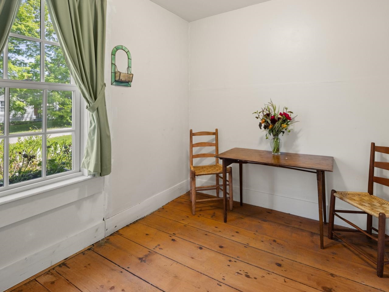 Bright nook with pine floors
