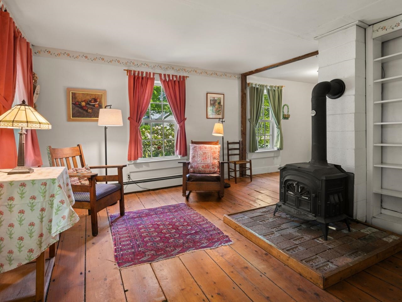 Living room with wood stove