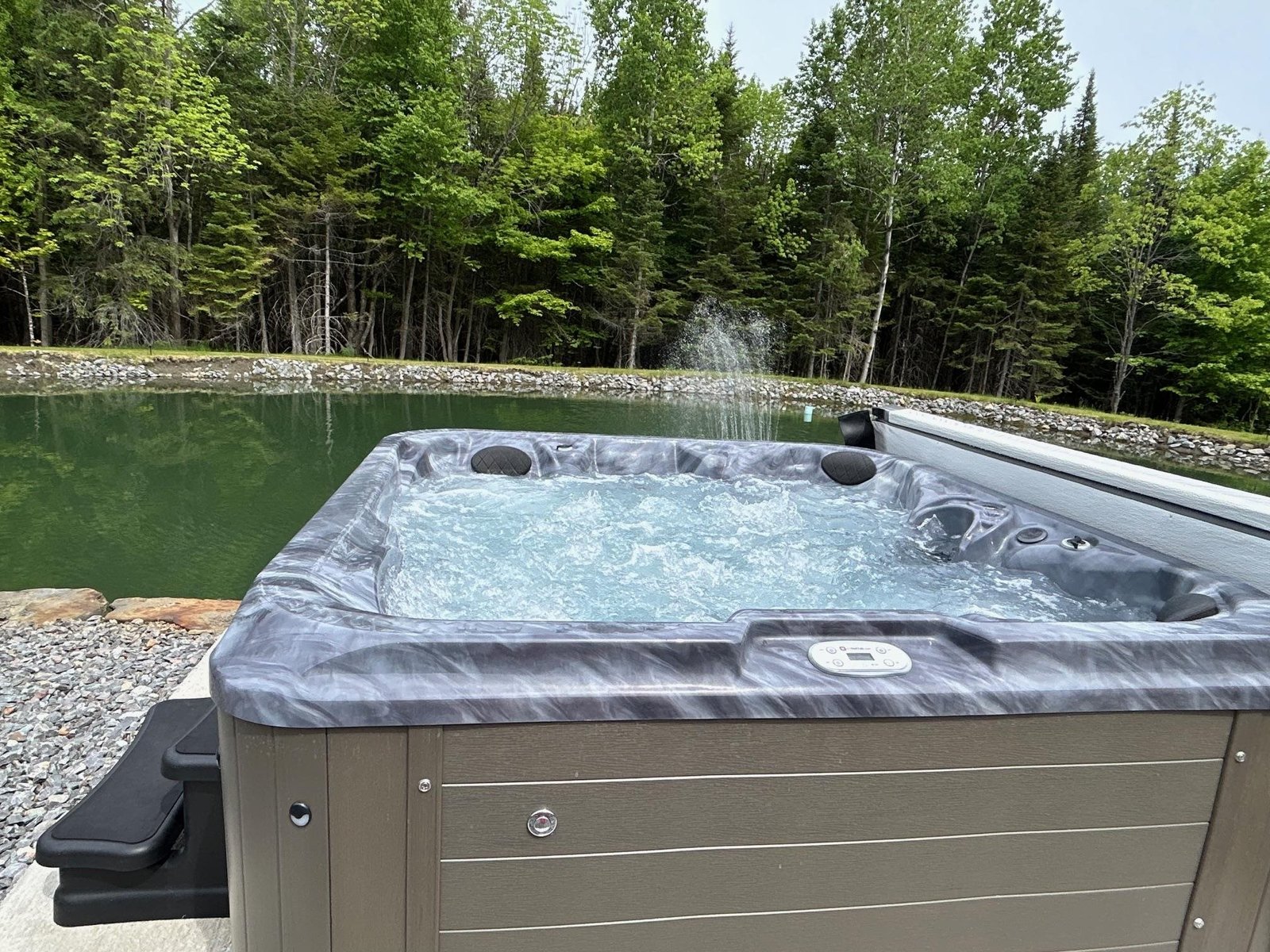 From the hot tub to the pond!