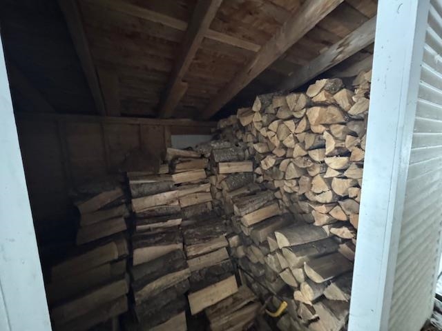 Wood shed behind wine room