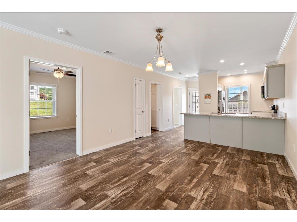 Kitchen open to living area