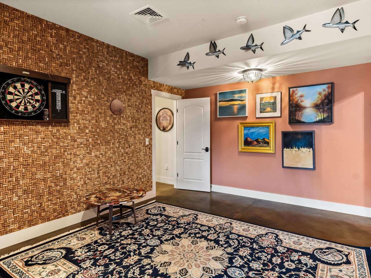 Game room in basement