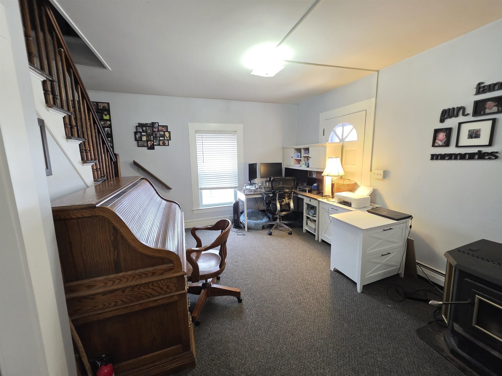 Home office set up in living room