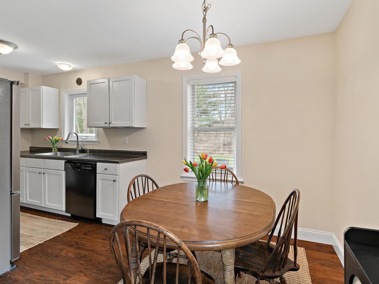 Kitchen view with dining area