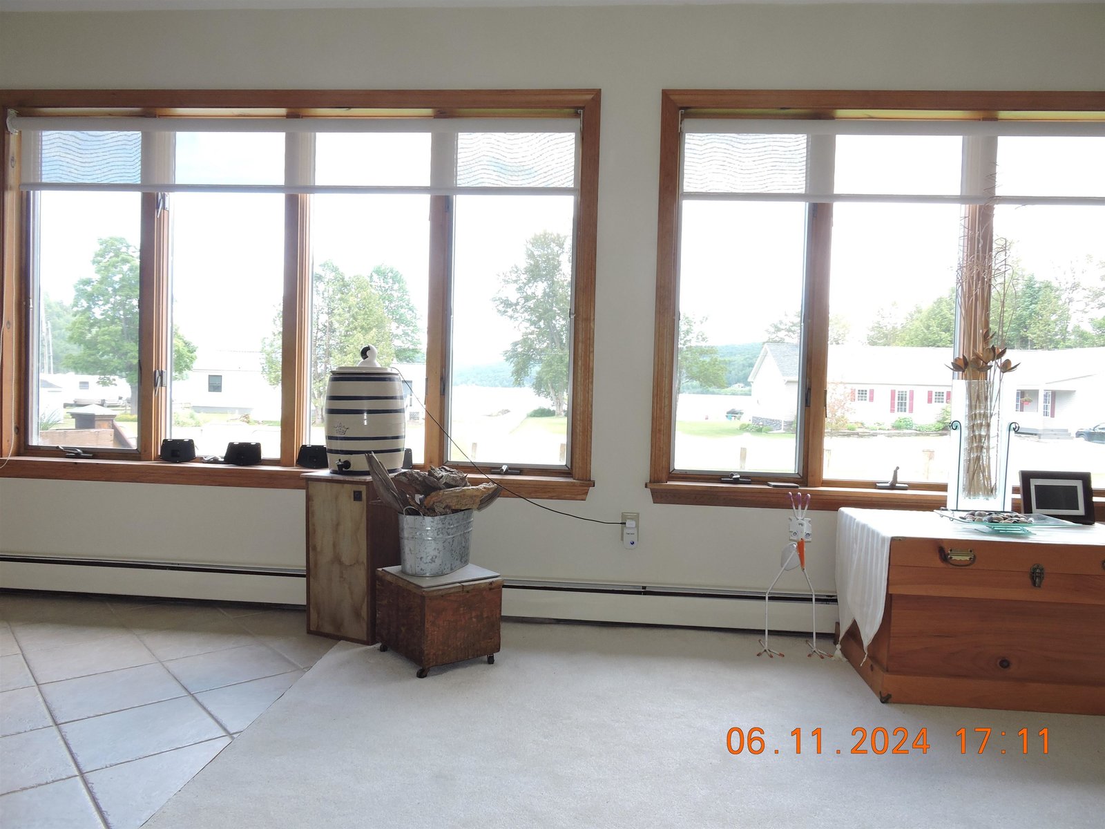 Living room windows toward lake