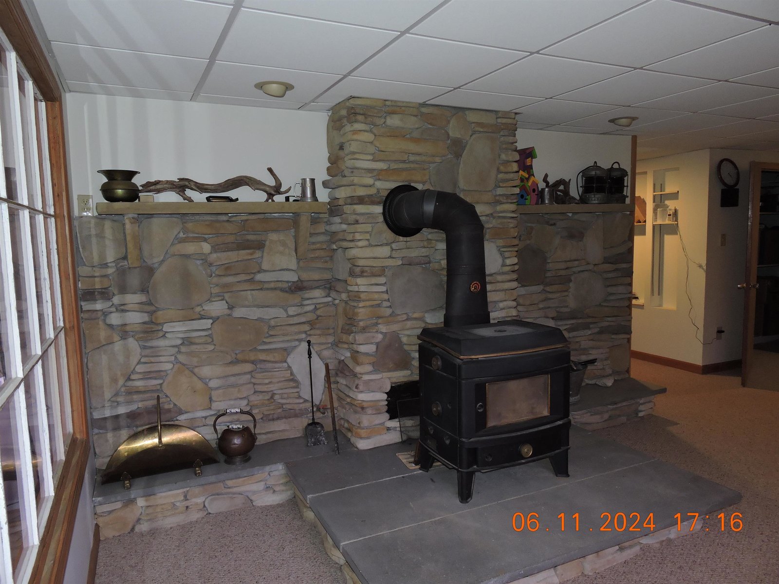 Raised harth, wood stove