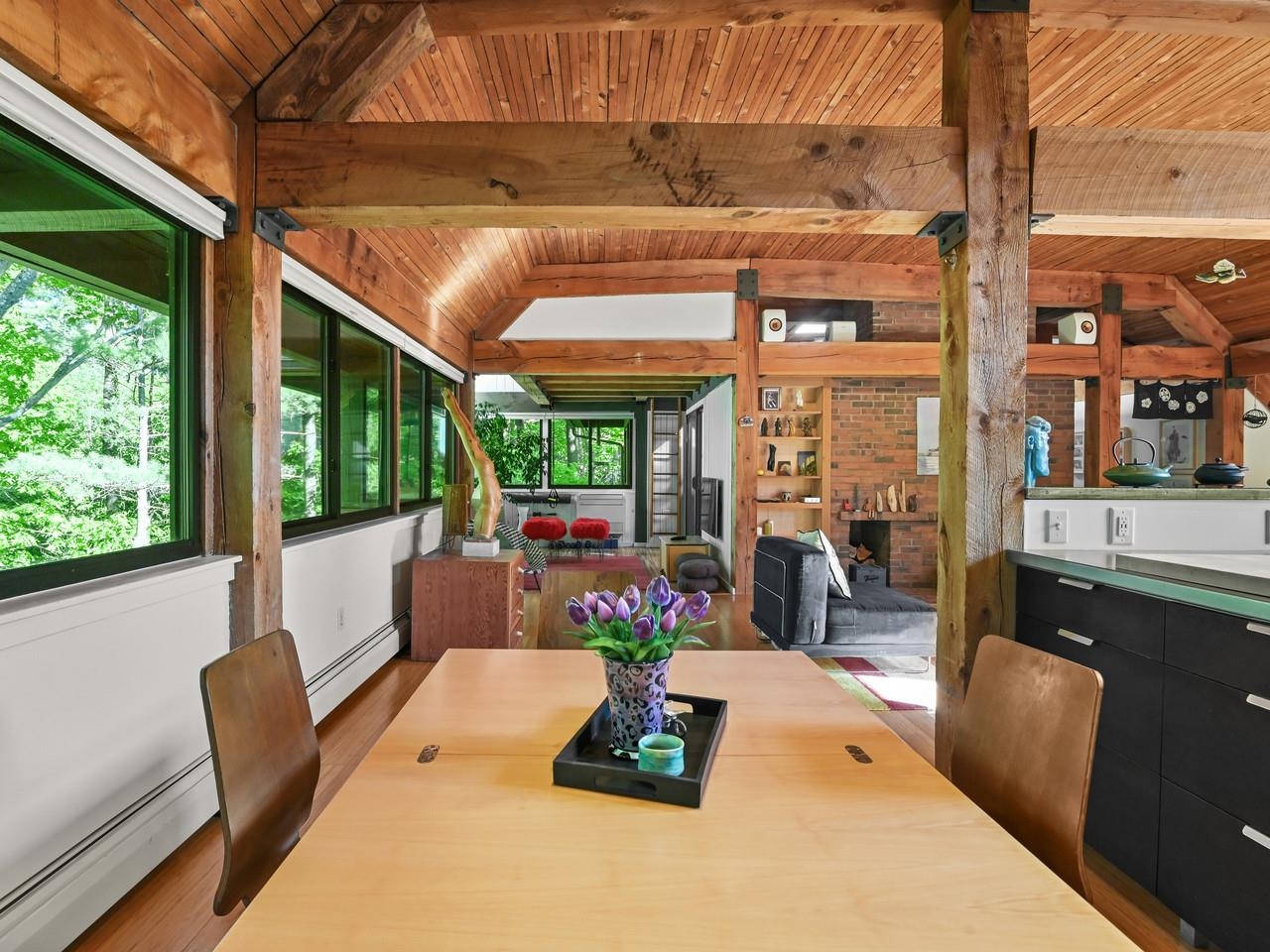 Timber-framed dining space