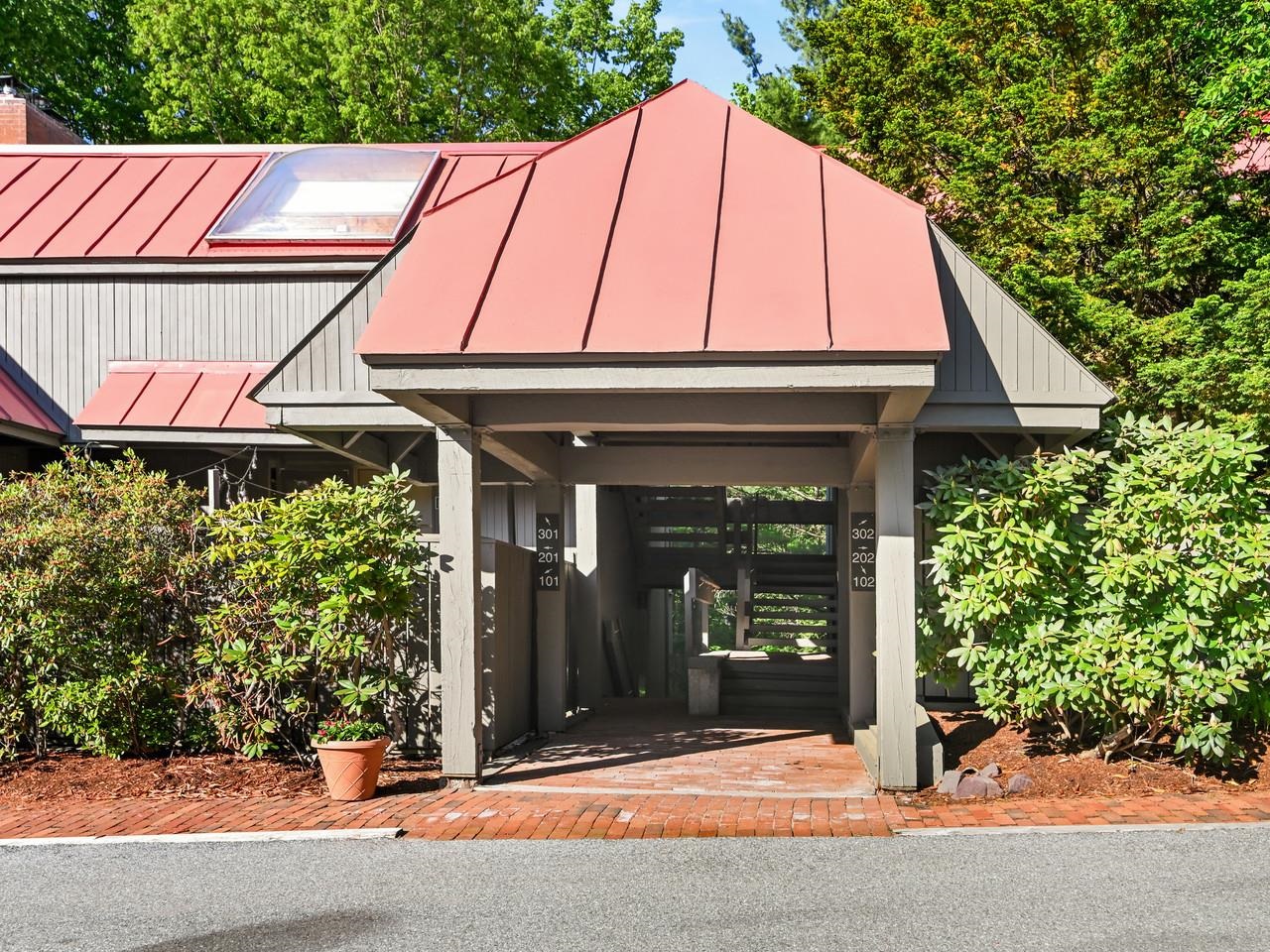 Red standing seam entryway