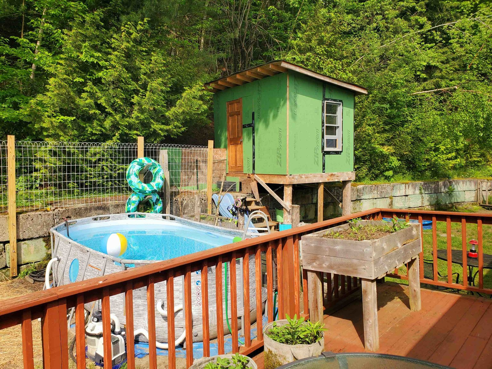 Play house and pool off back deck. Very private.