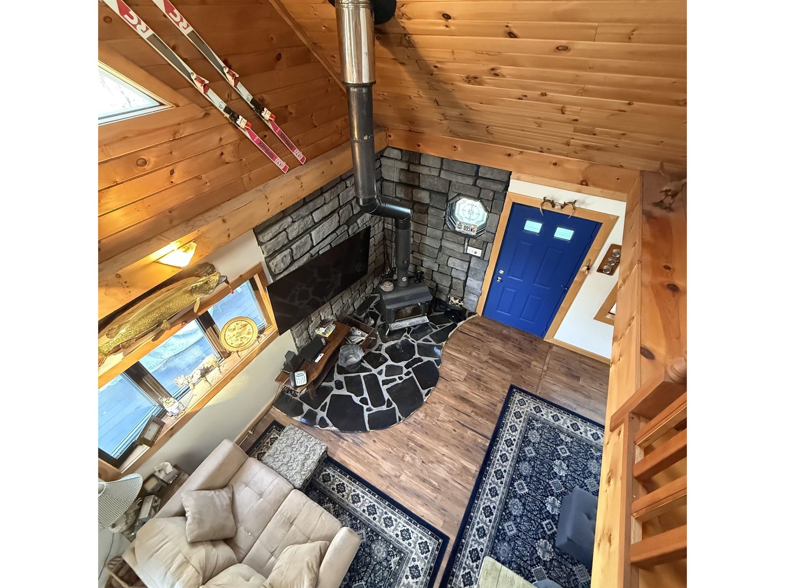 View of Wood Stove & Entry from Loft