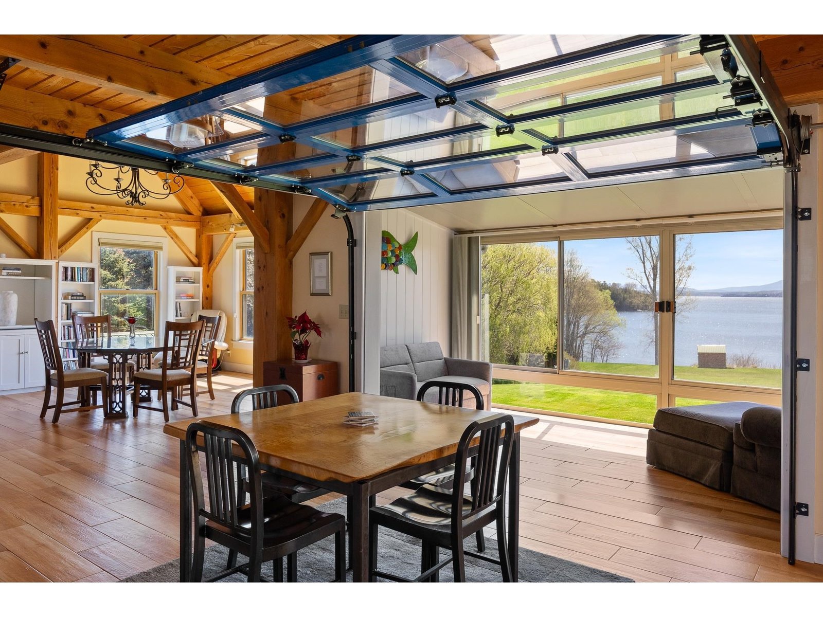 overhead door opens to 3 season porch