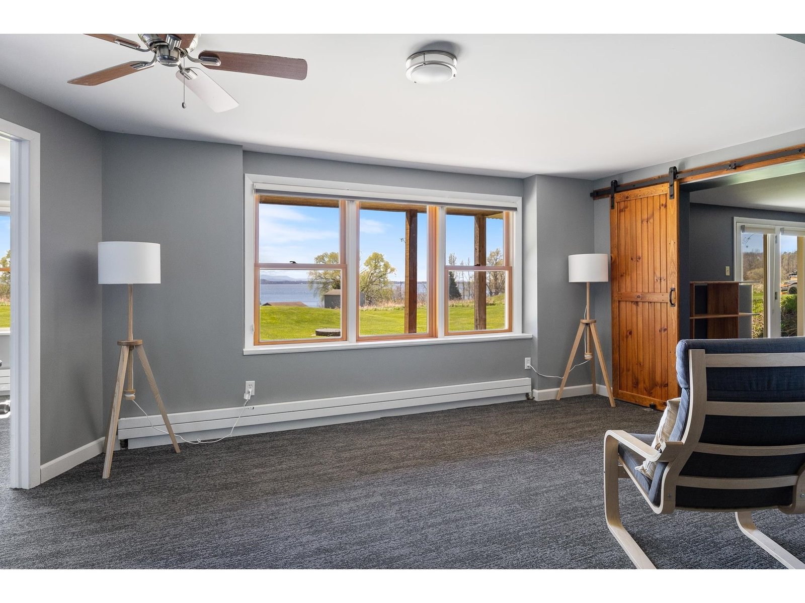 Central den with lake views