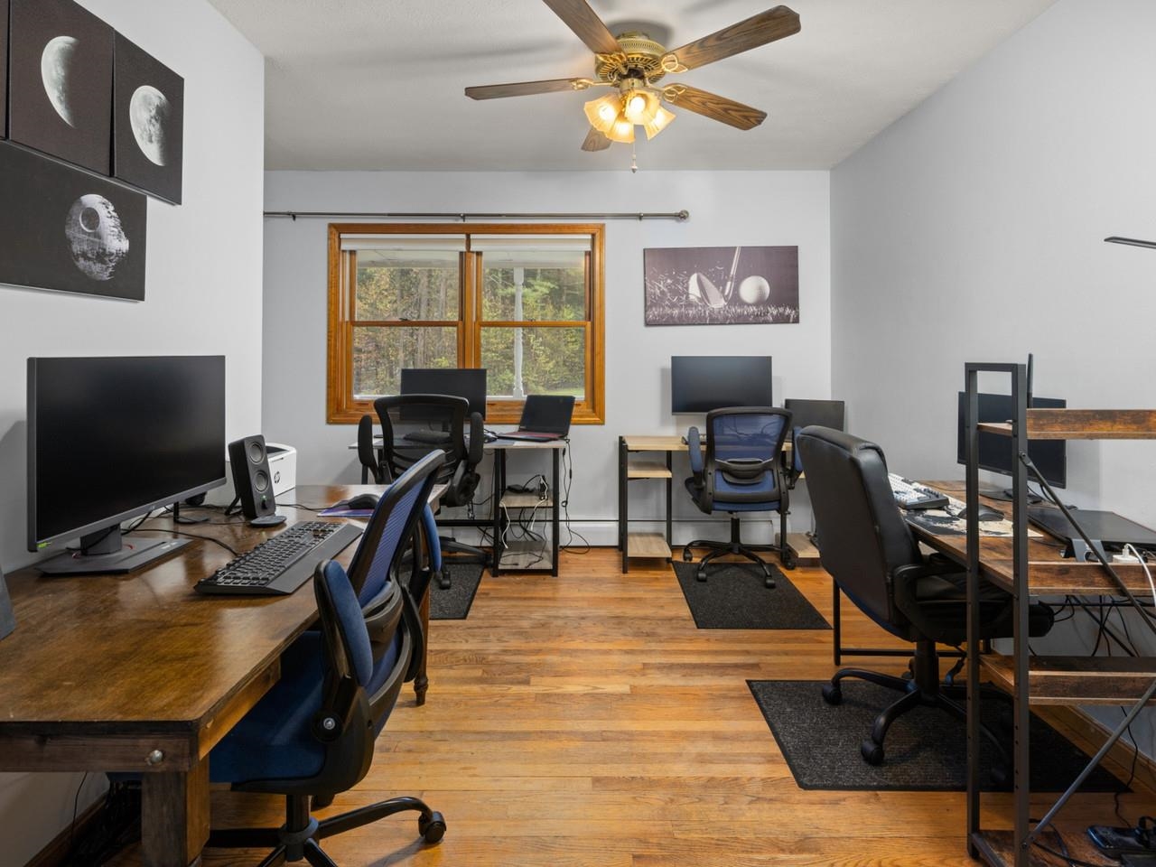 Dining with hardwood floor