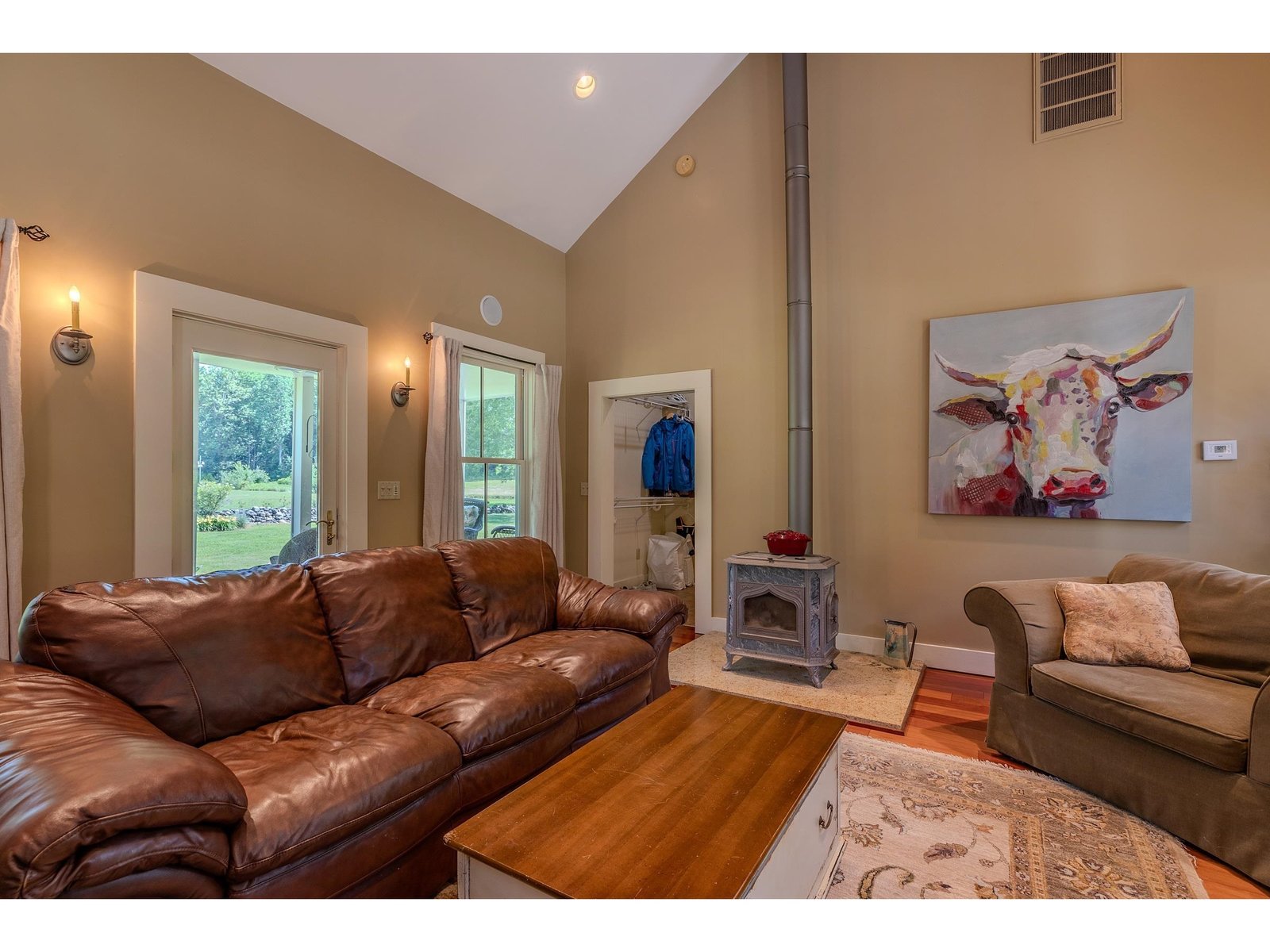 Family room with wood burning stove