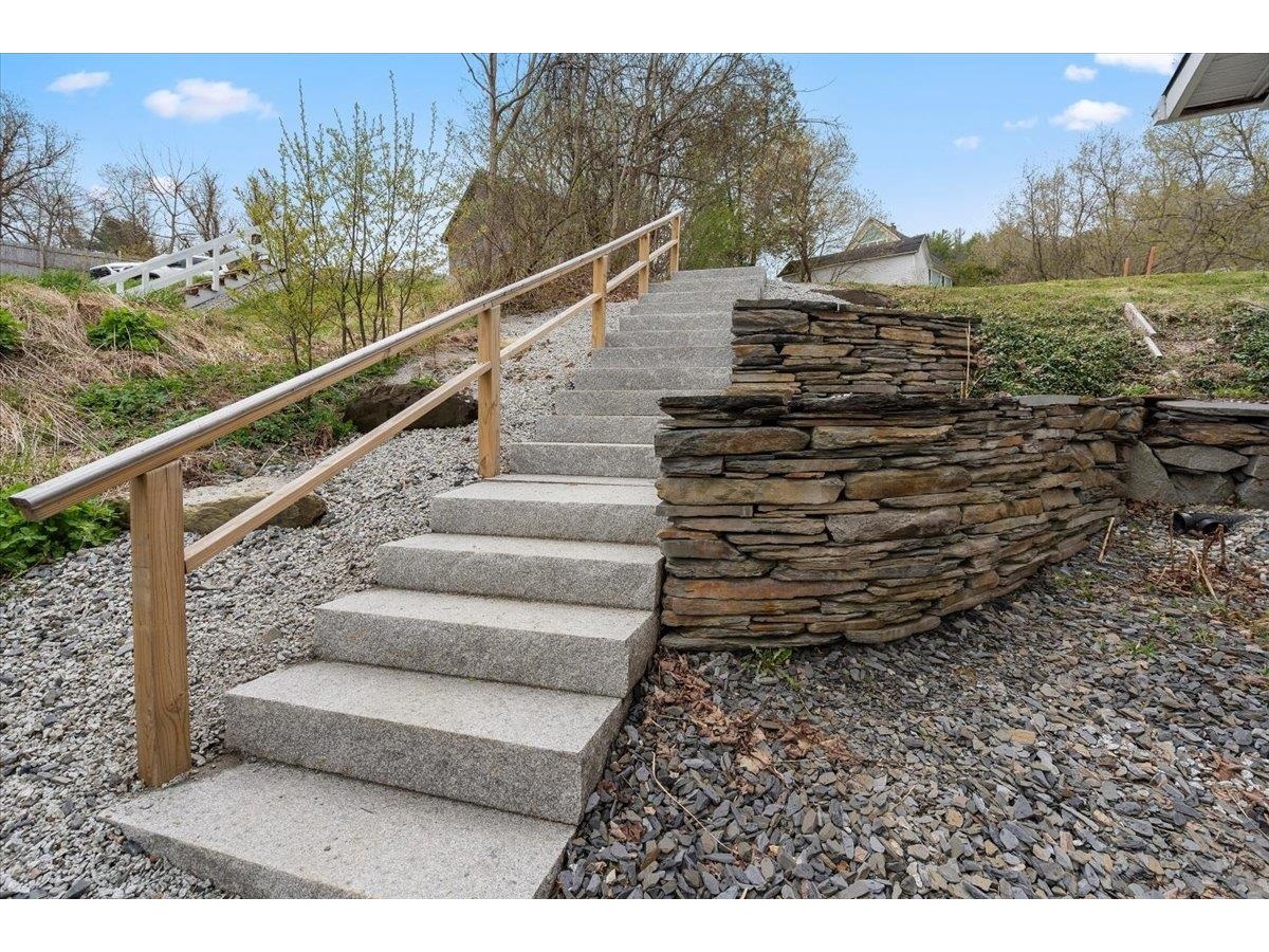 Granite steps from upper parking area