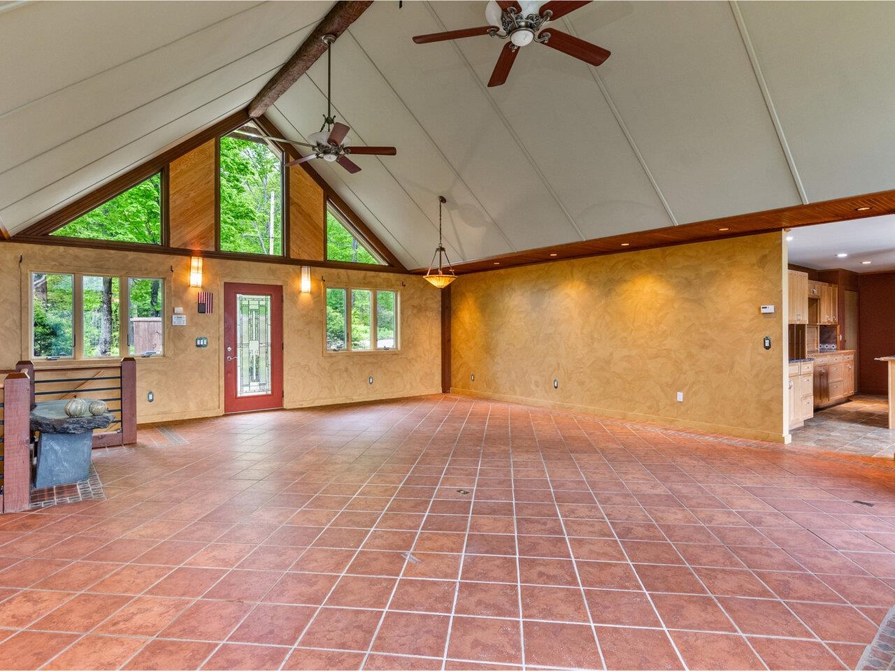 Looking to the kitchen
