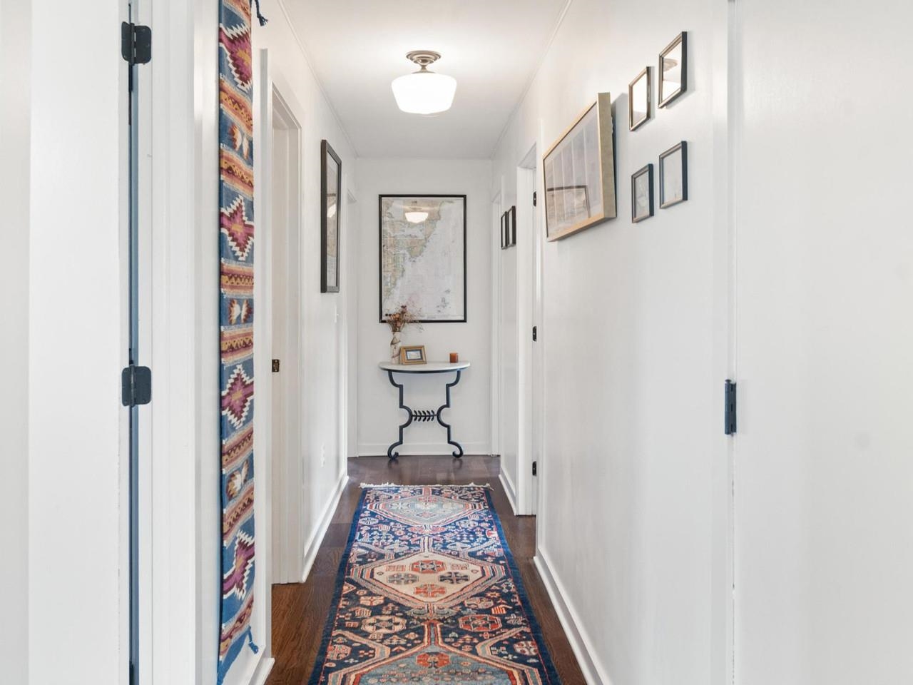 To the bedrooms on upper level