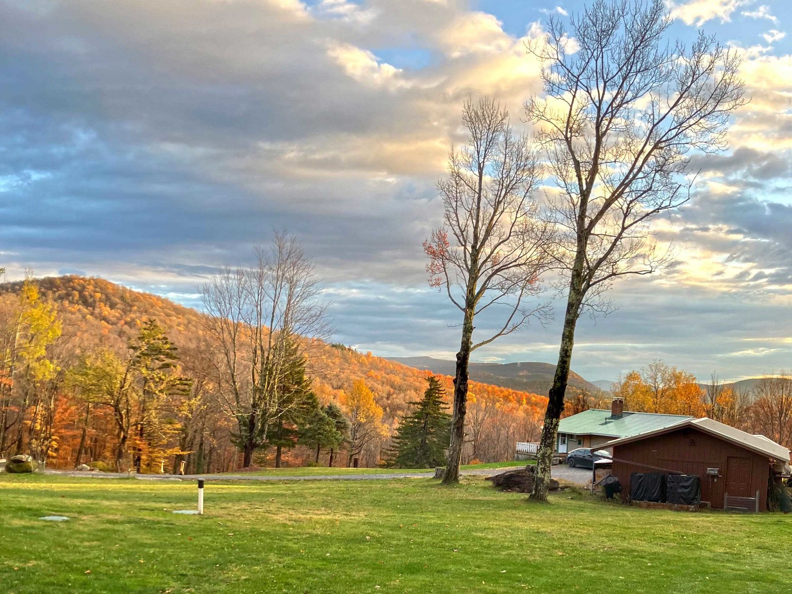 Chalet with fall color
