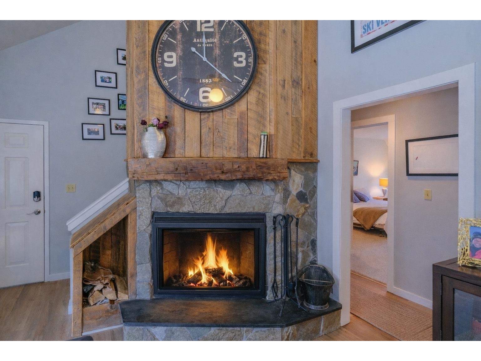 Wood burning fireplace