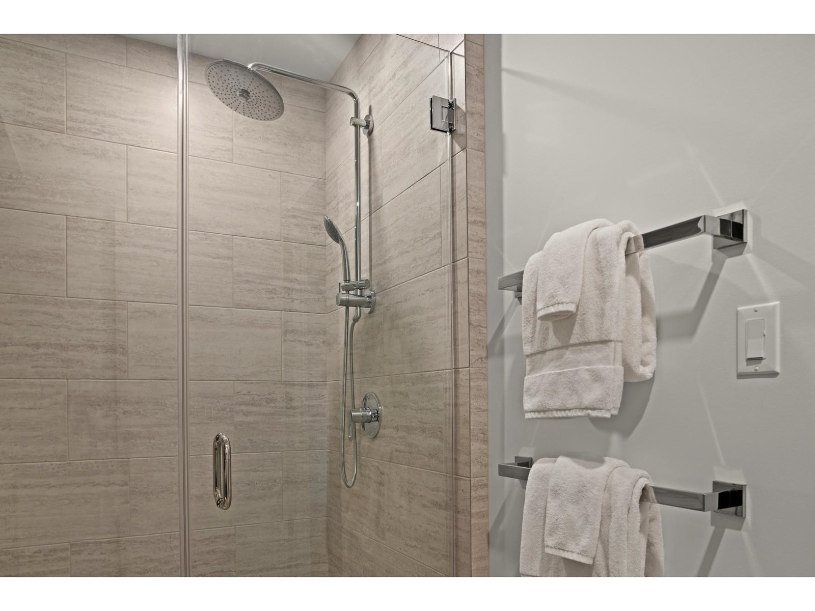 Lower level walk-in shower
