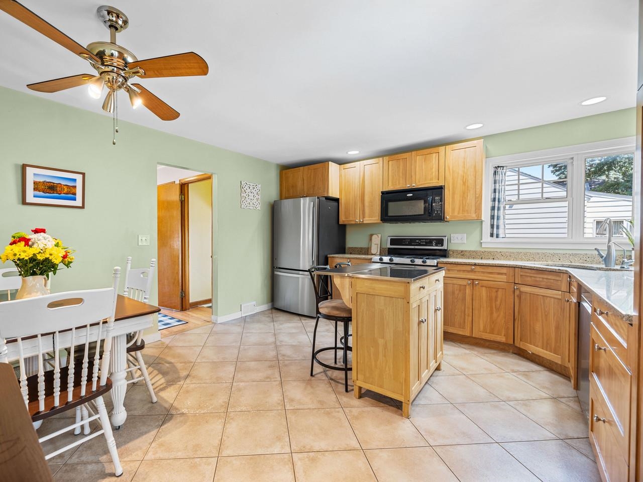 Spacious kitchen with island
