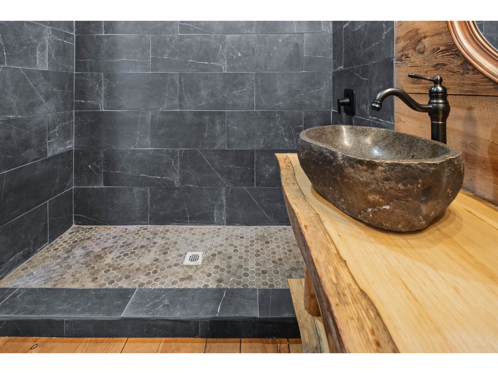 Hand crafted tile shower