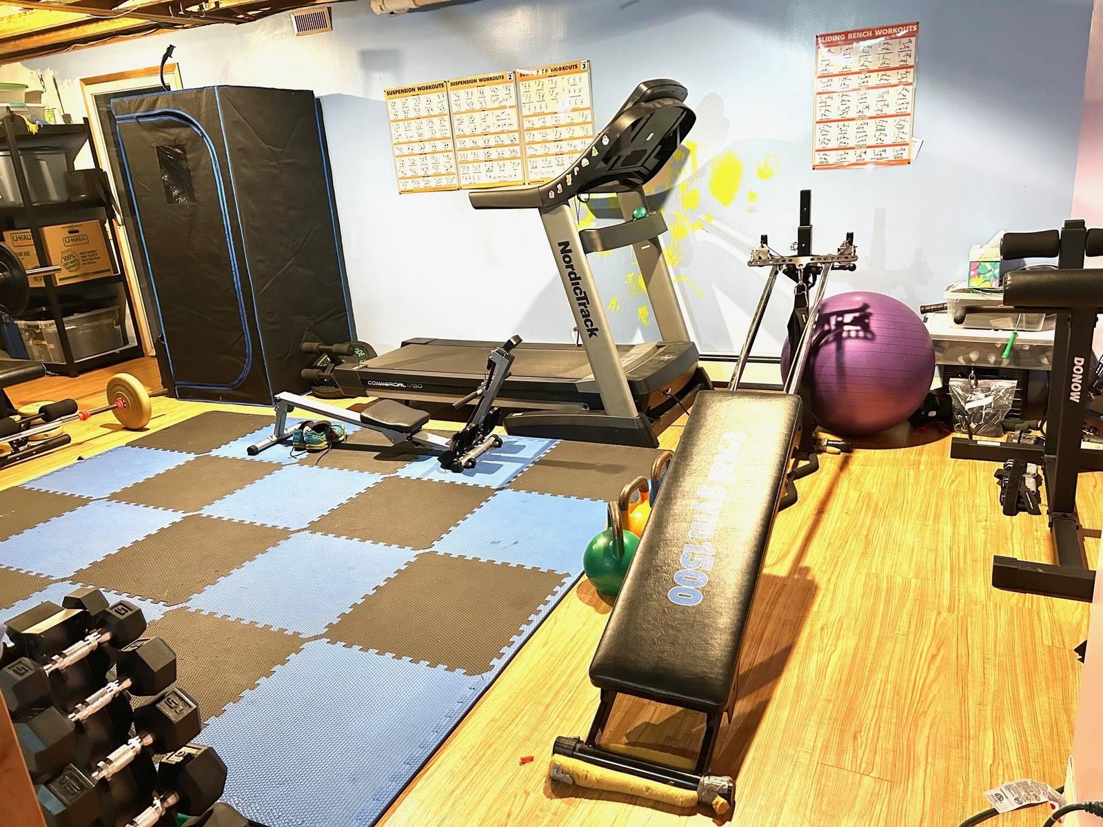 Exercise room and lots of storage space in basement!