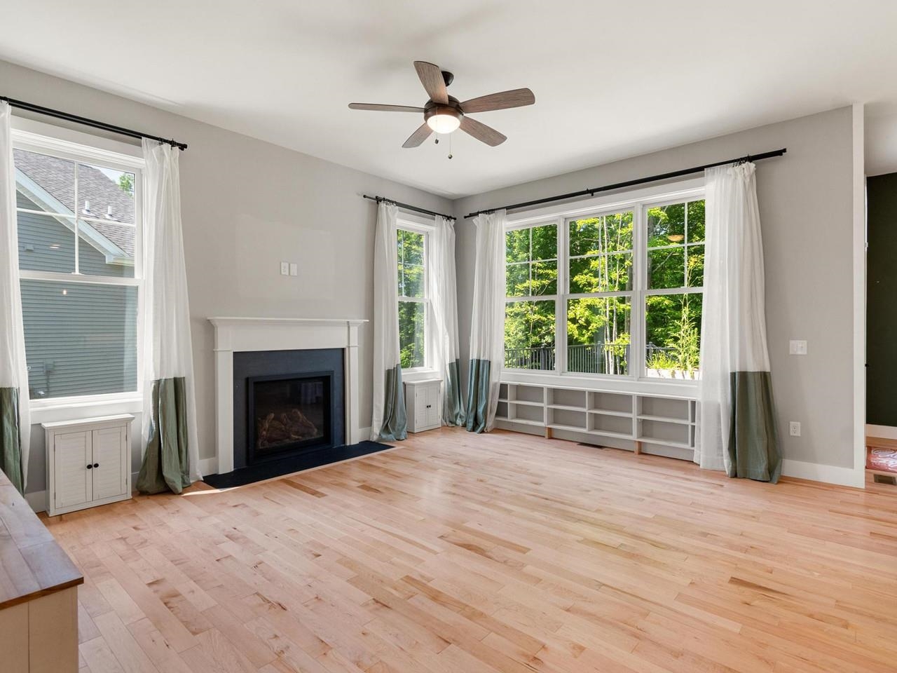 Living area and fireplace