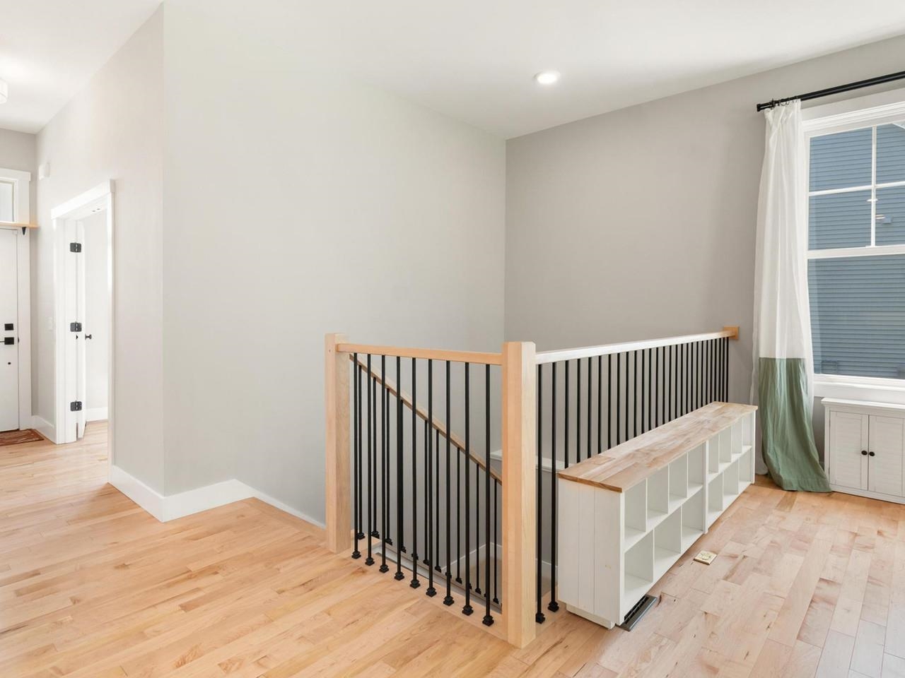 Stairs with wood railing