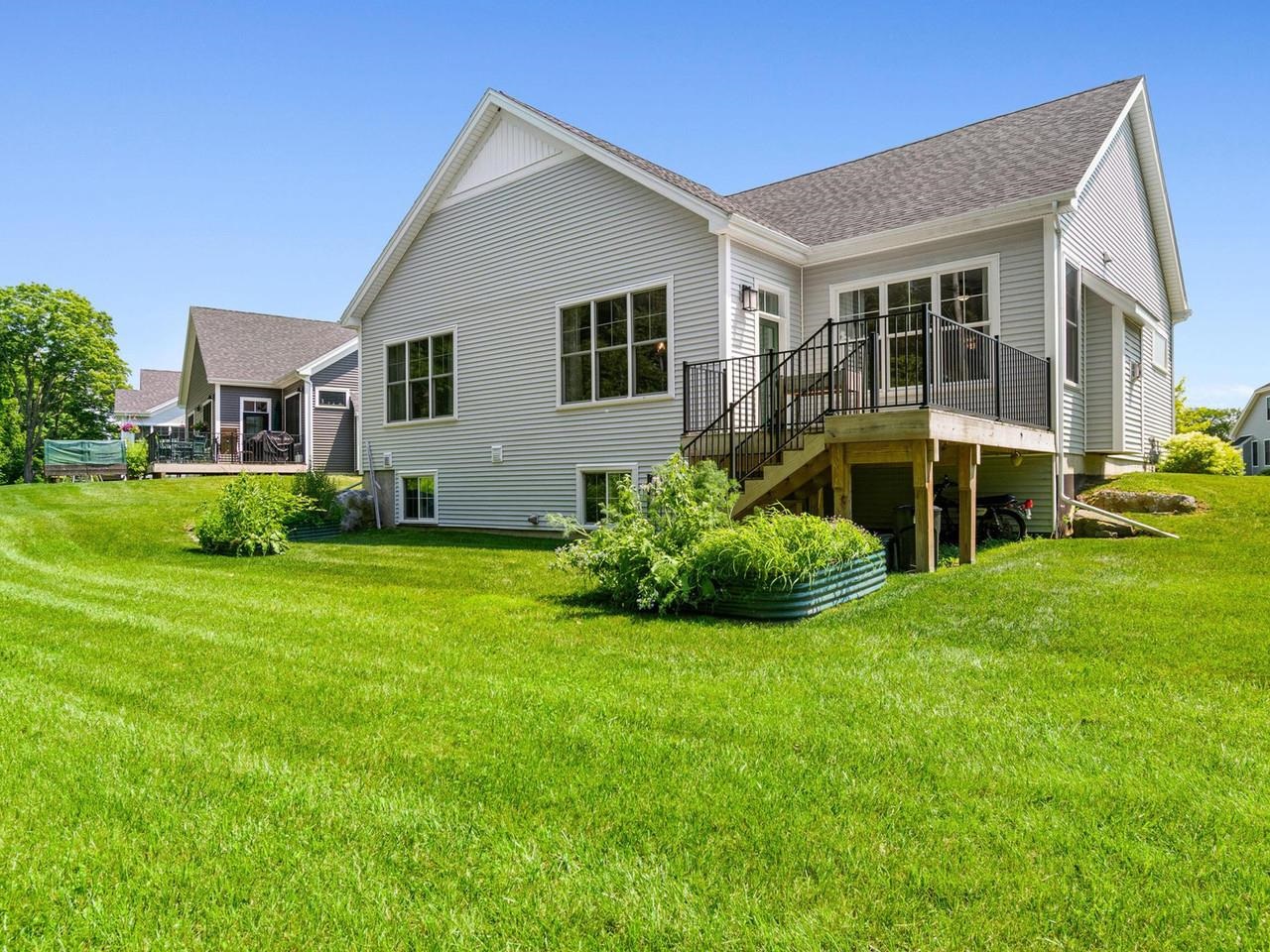 Backyard with elevated deck