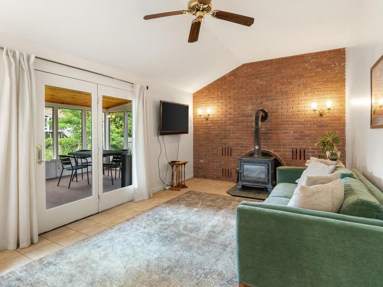 Living room with wood stove