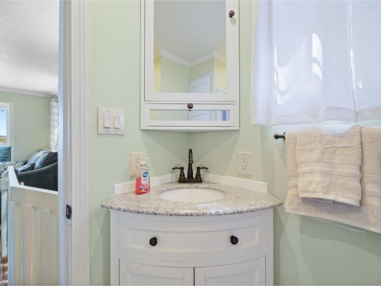Stone counter on vanity