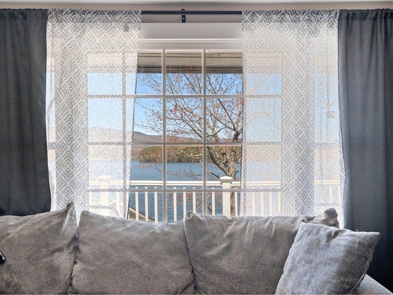 Living room with lake view